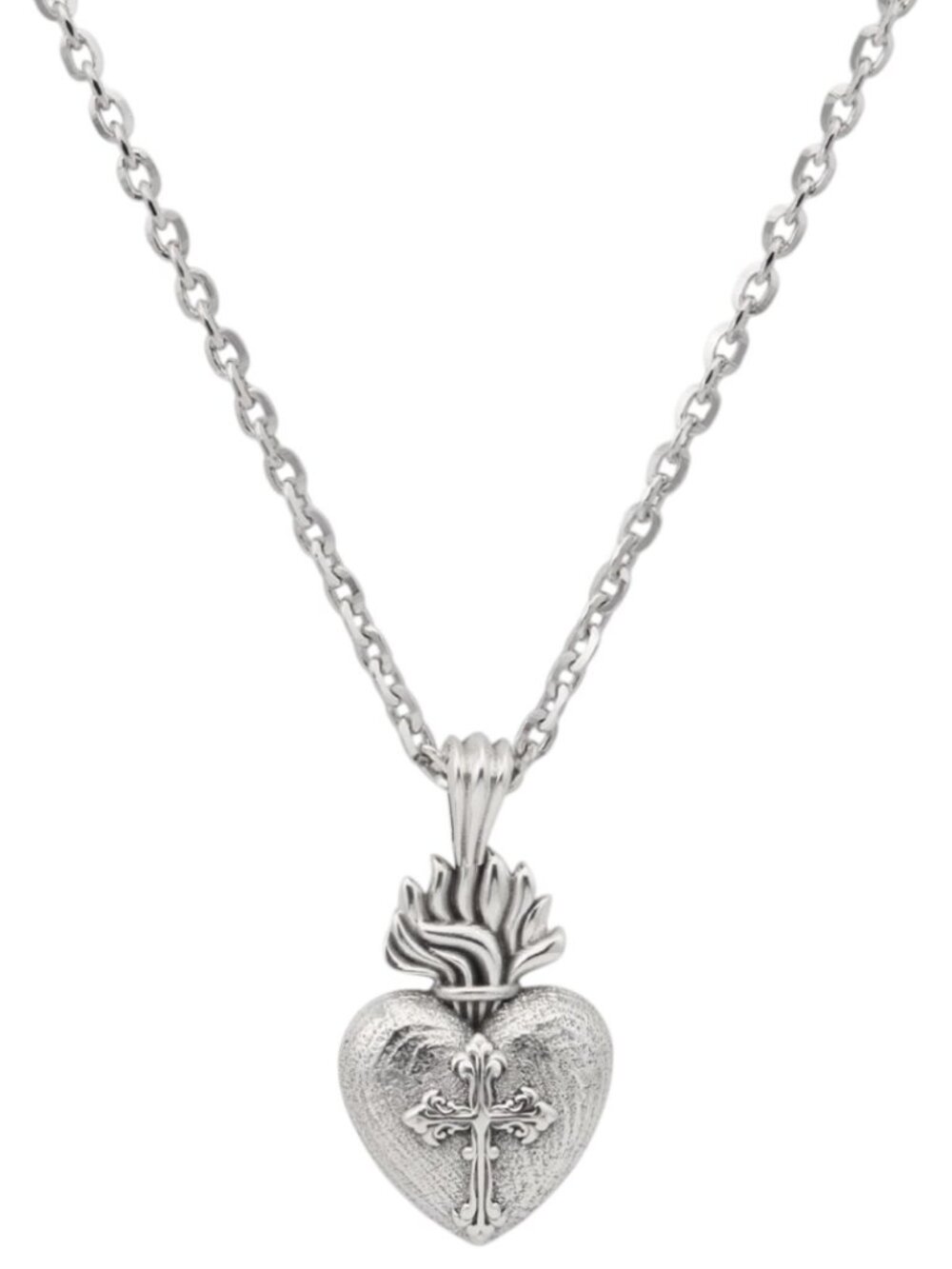 Emanuele Bicocchi Sacred Heart Necklace Sterling Silver Cross Pendant 58cm New